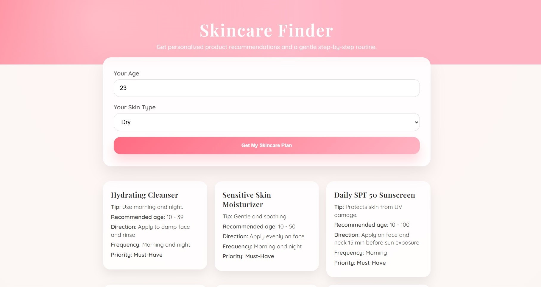Skincare Finder